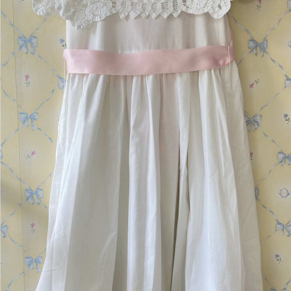 Elegant White and Pink Kids Casual Dress